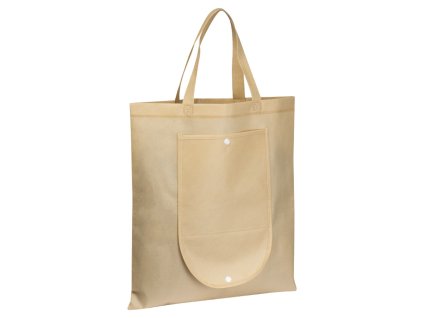 Skladacia taška z netkanej textílie (80 g/m2) , Beige (Farba Beige)