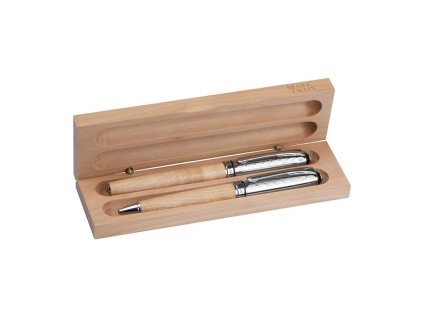 Sada - guľôčkové pero (modrá náplň) a roller , Brown (Farba Brown)