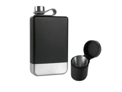 Sada ploskačky (266 ml) a 4 pohárikov (30 ml) , Black (Farba Black)