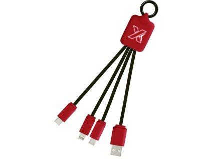 Light-up nabíjací kábel so 4 konektormi SCX.design C15 , mid red/black (Farba mid red/black)