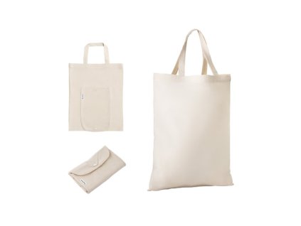 Skladacia taška z recyklovanej bavlny (140 g/m2) , Beige (Farba Beige)