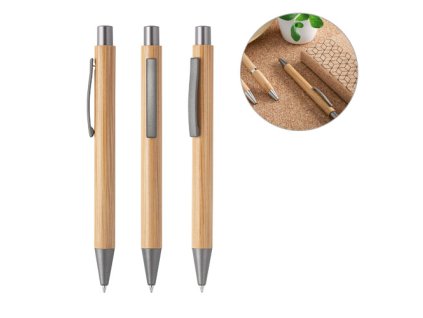 Bambusové pero (modrá náplň) , natural (Farba natural)