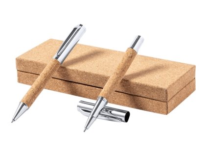 Sada guľôčkové pero a roller , natural (Farba natural)