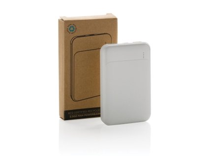 Powerbanka 5000 mAh z RCS recykl. plastu , white (Farba white)