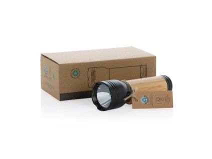 USB svietidlo 3W z RCS recykl. plastu a bambusu , Black (Farba Black)