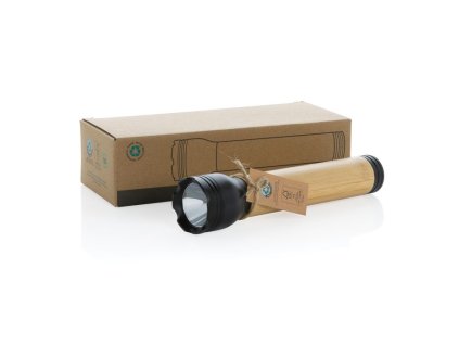 USB svietidlo 5W z RCS recykl. plastu a bambusu , Black (Farba Black)