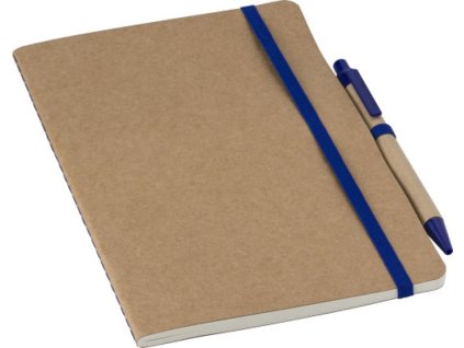 Zápisník z recyklovaného kartónu A5 s perom , cobalt blue (Farba cobalt blue)
