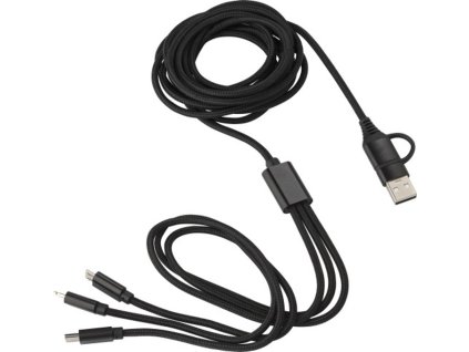Nylónový nabíjací kábel 190 cm , Black (Farba Black)