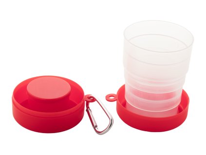 Skladací pohárik s karabínkou 220ml , Red (Farba Red)