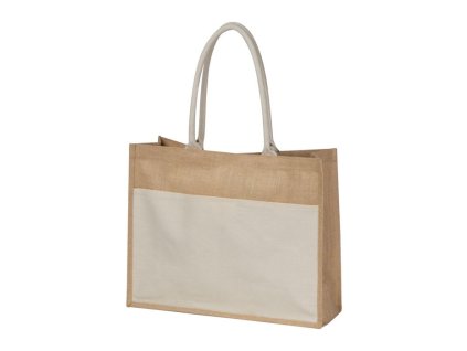 Jutová taška s predným vreckom , Beige (Farba Beige)