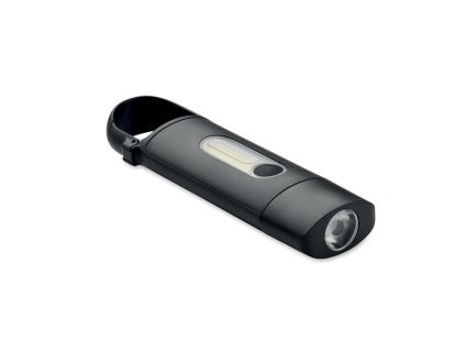 Vrecková baterka s COB svetlom a karabínou , Black (Farba Black)