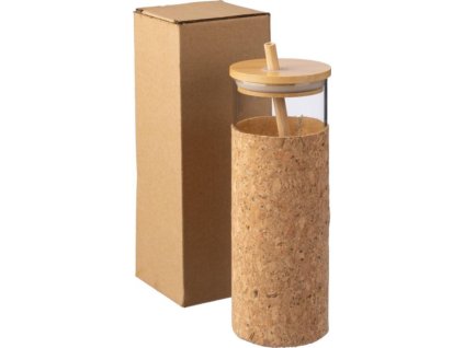 Sklenený pohár (450 ml) so slamkou , Brown (Farba Brown)