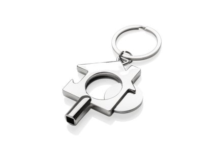 Kľúčenka 3v1 z RCS materiálu , Silver (Farba Silver)
