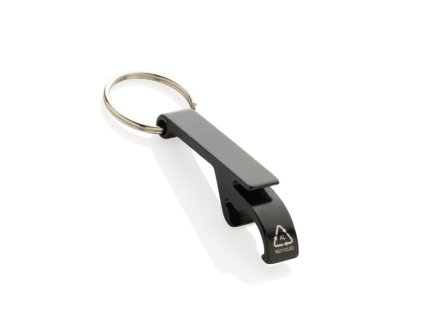 Kľúčenka s otváračom z RCS hliníka , Black (Farba Black)