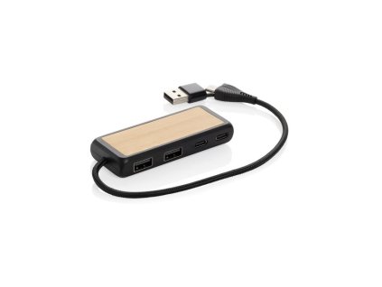 USB rozbočovač s duálnym vstupom Link , Black (Farba Black)