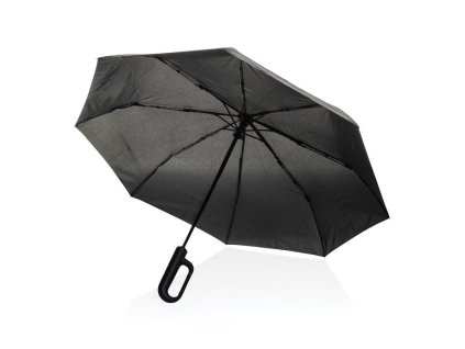 Skladací dáždnik Yara s karabínou z RPET , Black (Farba Black)