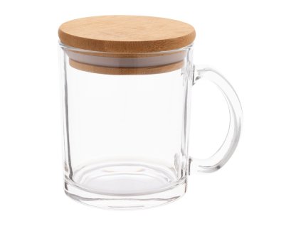 Hrnček z recyklovaného skla (300 ml) s vekom , transparent (Farba transparent)