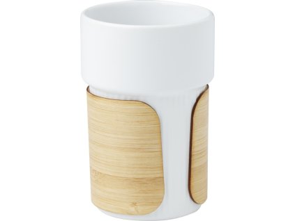 Keramický pohár (340 ml) s bambusovým obalom , white (Farba white)