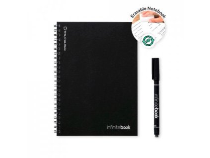 Mazateľný zápisník A5 s fixkou (linajkové strany) , Black (Farba Black)