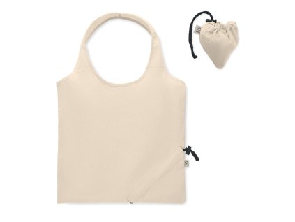 Skladacia taška z recyklovanej bavlny (140 g/m2) , Beige (Farba Beige)