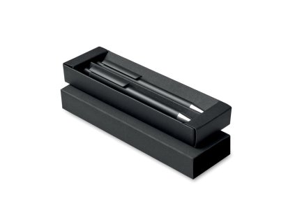 Sada guľôčkové a nekonečné pero z recyklovaného hliníka , Black (Farba Black)