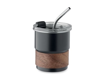 Kovový pohár so slamkou, 260 ml , Black (Farba Black)