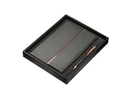 Sada zápisník A5 a pero z recyklovanej kože , Black (Farba Black)