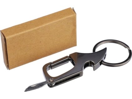 Kovová kľúčenka s mini nožíkom , gun metal (Farba gun metal)