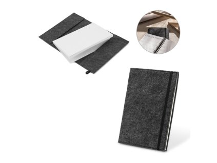 Krúžkový zápisník A5 s obalom z recyklovanej plsti , dark grey (Farba dark grey)