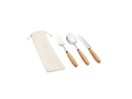 3-dielna sada príborov z akácie , natural (Farba natural)