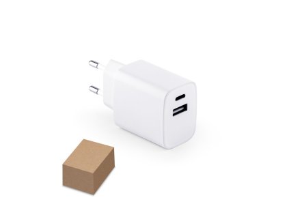 Nabíjací adaptér USB-A 18W, USB-C 20W , white (Farba white)