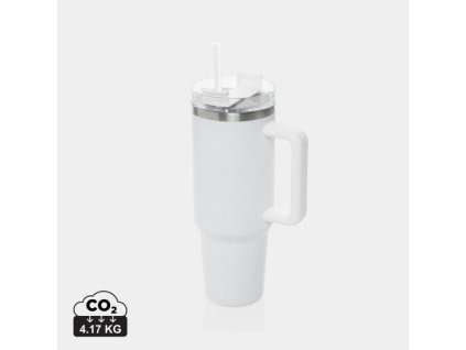 Termohrnček so slamkou 1200 ml Stadley z RCS ocele , white (Farba white)