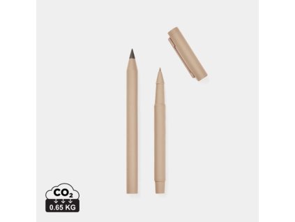 Sada guľôčkové pero (modrá náplň) a bezatramentové pero , greige (Farba greige)