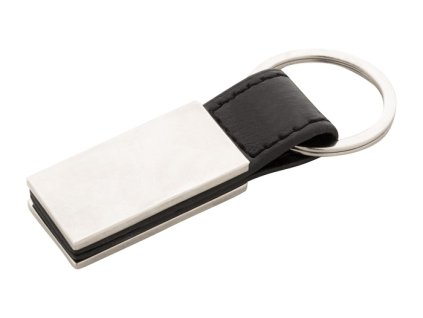 Kovová kľúčenka s PU remienkom , Silver (Farba Silver)