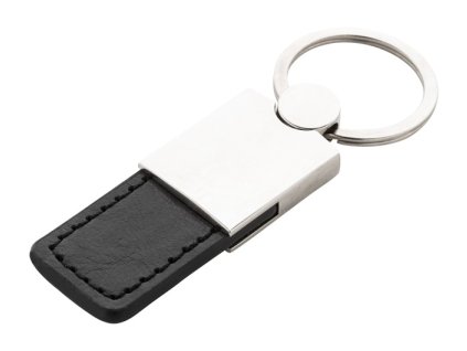 Kovová kľúčenka s PU kožou , Silver (Farba Silver)