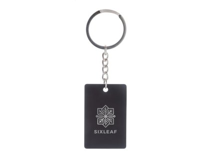 Nerezová pogumovaná kľúčenka - obdĺžnik , Black (Farba Black)