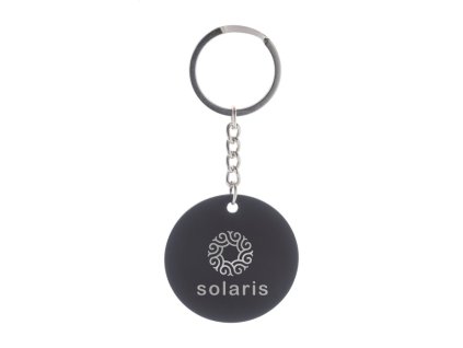 Nerezová pogumovaná kľúčenka - kruh , Black (Farba Black)