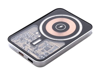 Powerbanka 5000mAh s magnetickým nabíjaním 15W , Silver (Farba Silver)