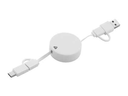 Nabíjací kábel z recyklovaného ABS plastu , white (Farba white)