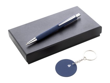 Sada pero a kľúčenka z recyklovaného hliníka , dark blue (Farba dark blue)