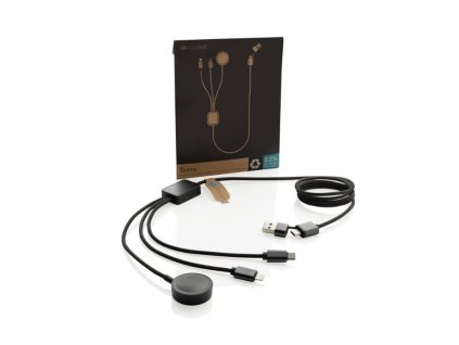 Nabíjací kábel 6v1 Terra s nabíjačkou hodiniek z RCS rPET , Grey (Farba Grey)