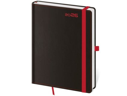 Denný A5 Black Red s putkom na pero , black/red (Farba black/red)