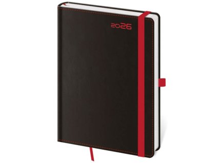 Týždenný B6 Black Red s putkom na pero , black/red (Farba black/red)