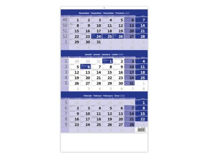 Nástenný 3-mesačný s menným kalendáriom , Blue (Farba Blue)