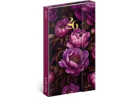 Týždenný diár Fialové kvety, 13x21 cm , mixed (Farba mixed)