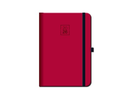 Týždenný A5 FLORENCIA s gumkou , Red (Farba Red)