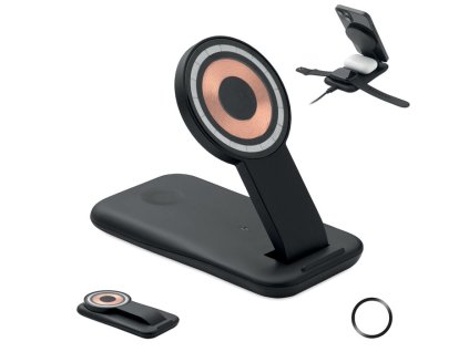 Bezdrôtová nabíjačka 15W, 3v1 , Black (Farba Black)