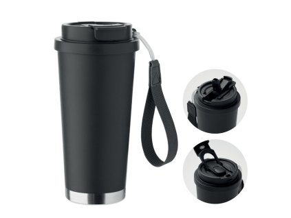 Termopohár z recyklovaného nerezu 500 ml , Black (Farba Black)