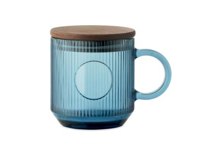 Rebrovaný sklenený hrnček 300ml , transparent blue (Farba transparent blue)