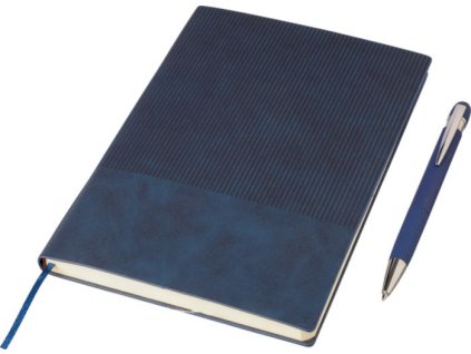 Zápisník A5 z recyklovaného PU a pero , Blue (Farba Blue)